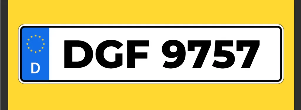 number 9757 on car registration plate