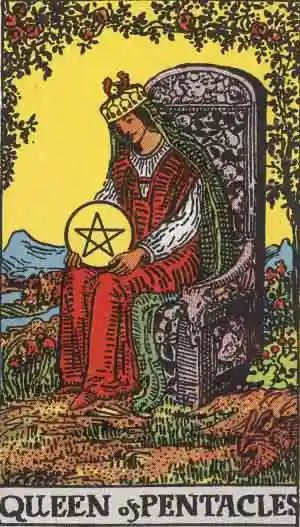 Queen of Pentacles from the rider-waite-smith deck