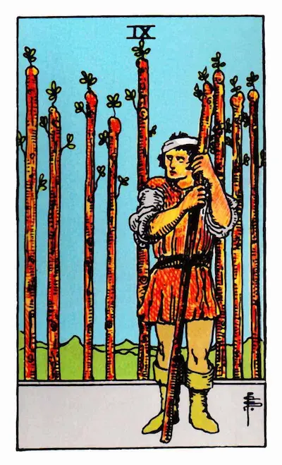 Nine of Wands from the Rider-Waite-Smith deck