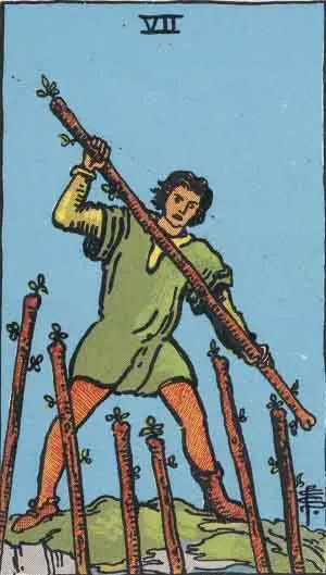Seven of Wands from the Rider-Waite-Smith deck