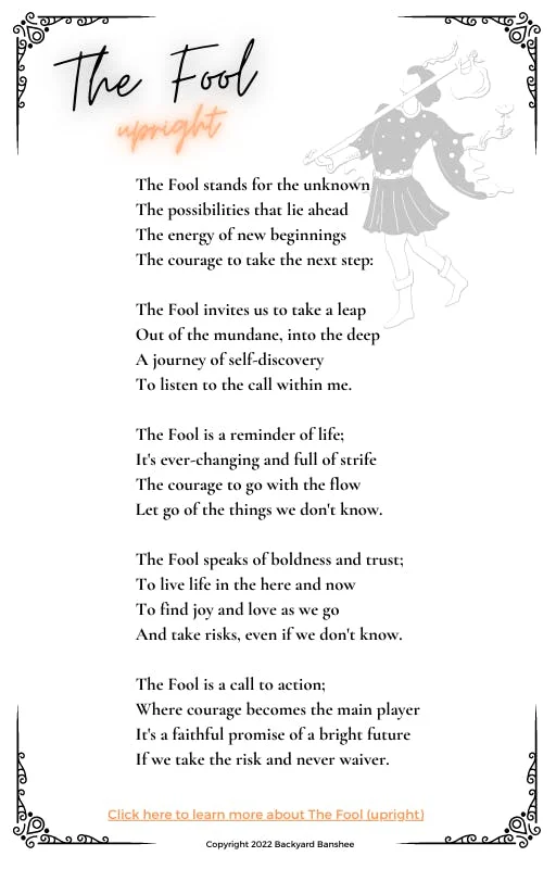 The Fool Major Arcana Poem