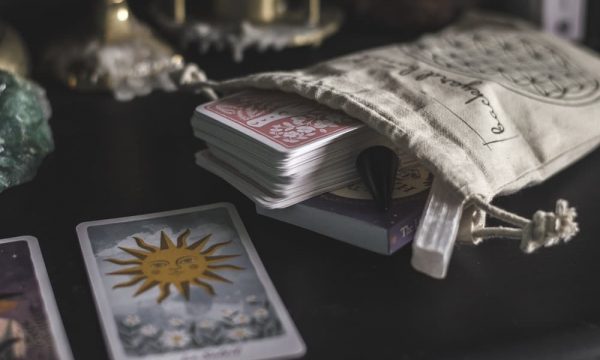 tarot cards stored in a divination pouch