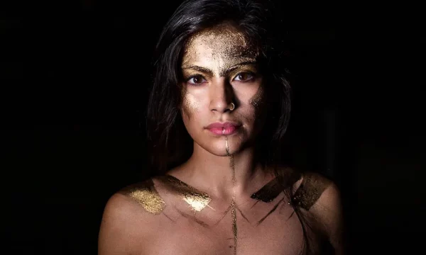 woman gold paint